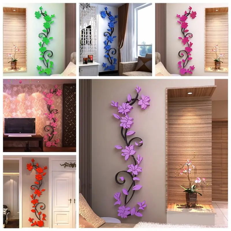 DIY Removable Flowers Wall Stickers Decal Art Vinyl Flower Mural Home Room Decor 