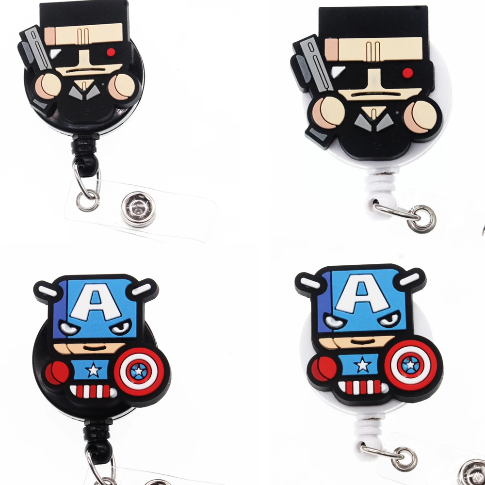 

30pcs/Cartoon Pattern ID Badge Holder Retractable Cartoon Character Badge Reel