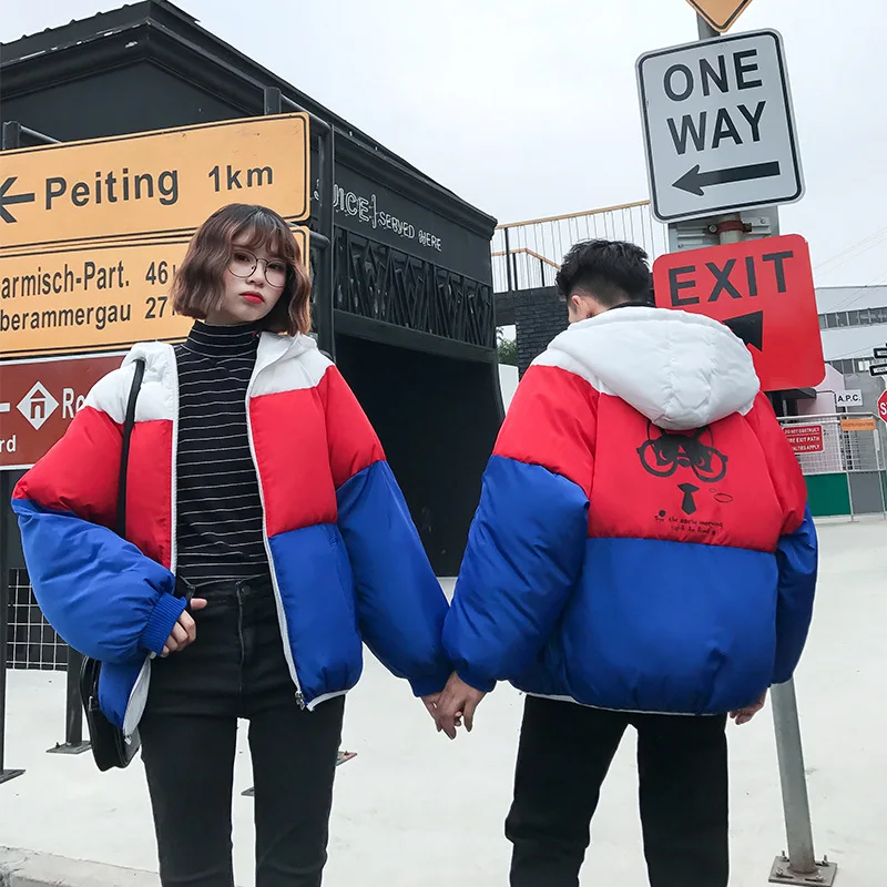 

Couple Clothes Winter Mixed Colors Cotton-padded Clothes down Coat Students Coat