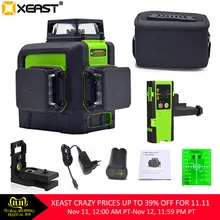 XEAST XE-903 лазерный уровень 12 линий 360 самонивелирующийся перекрестный 3D лазерный уровень зеленый луч с режимом наклона и наружного режима можно использовать приемник
