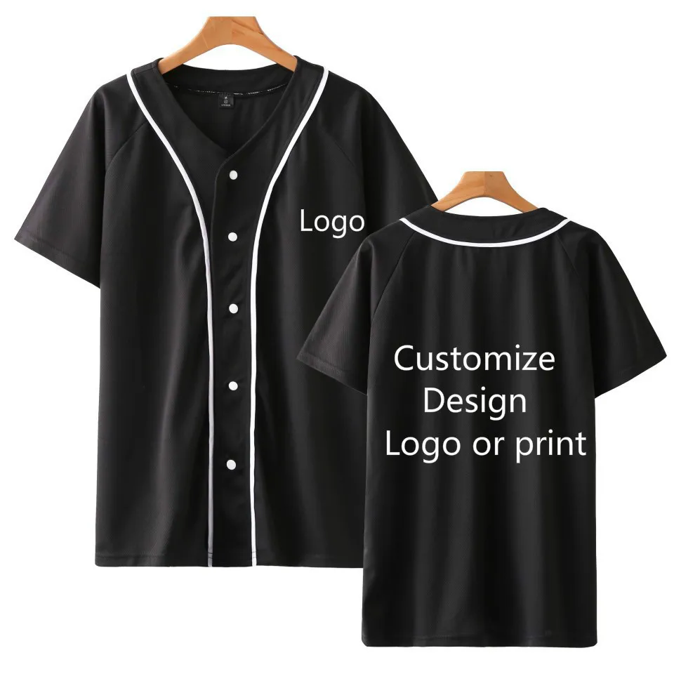 Solid Color Customized Design logo Print Baseball Shirt Short Sleeve Men/Women Tshirt Clothes Summer Basic Casual Baseball tee