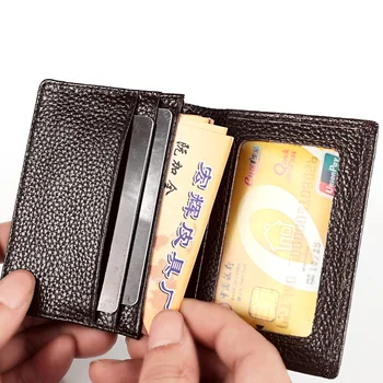 

Fashion Genuine Leather Men's Card Holder Purse ID Card Package Business Anti-magnetic RFID Credit Card Wallet Holder For Man