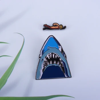 

Jaws Movie Midnight Swim 2 Piece Enamel Metal Logo Pin