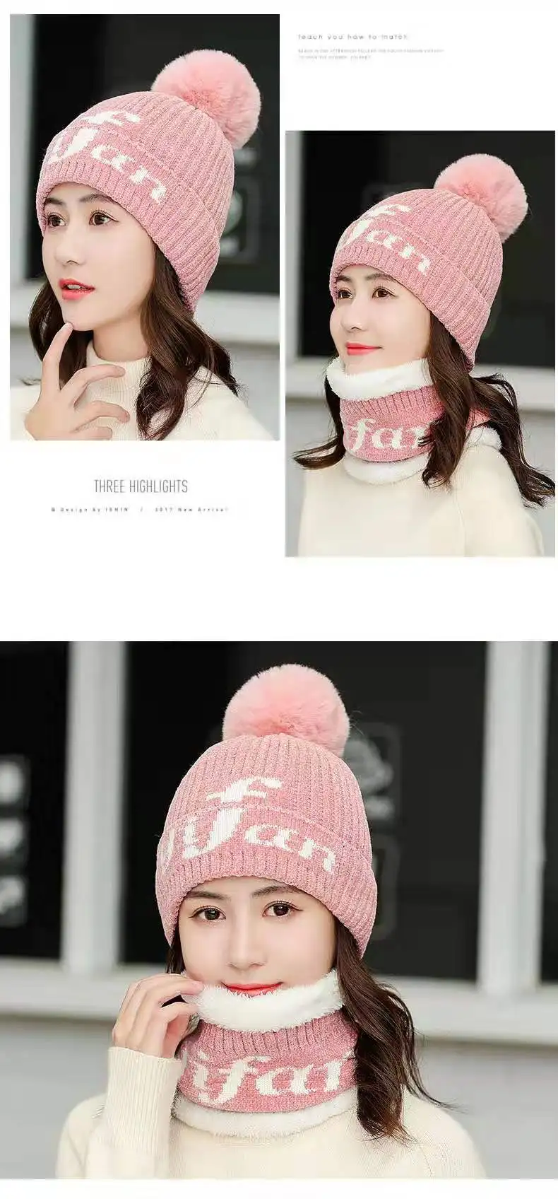 2019RussiaNeck Warm knitted Winter Hor Gur Wool Beanise Skullide VELV Winter Wool Blends Soft