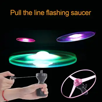 

Funny Spinning Flyer Luminous Flying LED Light Handle Flash Flying Toys for Kids Outdoor Game Color Random