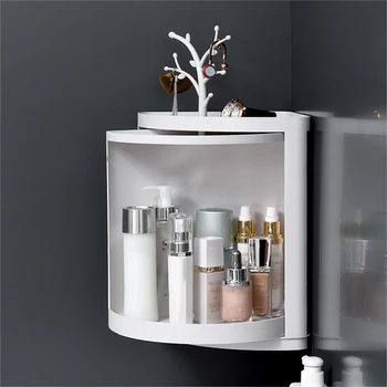 

Rotatable Bathroom Shelf Triangle Cosmetic Storage Rack Wall-Absorbing Bathroom Corner Storage for Bathroom Kitchen Accessories