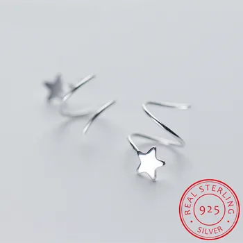 

Personality 925 Sterling Silver Glossy Star Rotating Wave Ear Clip Earrings For Women Fine Jewelry Party Bijoux