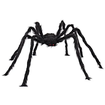 

1Pcs 150cm Super Big Plush Spider Made Of Wire And Plush Black Style For Party Halloween Decorations New Arrival