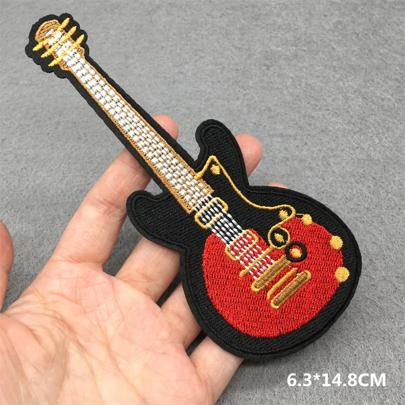 Rock Music Disco DJ Embroidered Punk Iron-On Clothing Patches - Headset & Guitar Design Appliques