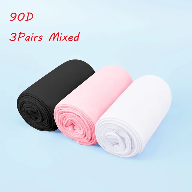90D Girls Dance Ballet Tights Professional Ballet Stockings Woman Thicken White Dance Pantyhose Velvet Tights 3 Pairs Mixed