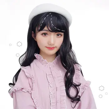 

Long Wavy Curly Wig With Air Bangs Silky Full Heat Natural For Cosplay Machine Synthetic Wig For Women Resistant Looking - Q1O7