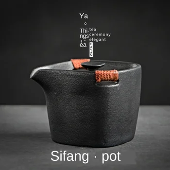 

Black Pottery Quartet Anti-scald Handle Pot Creative Stoneware Filter Teapot