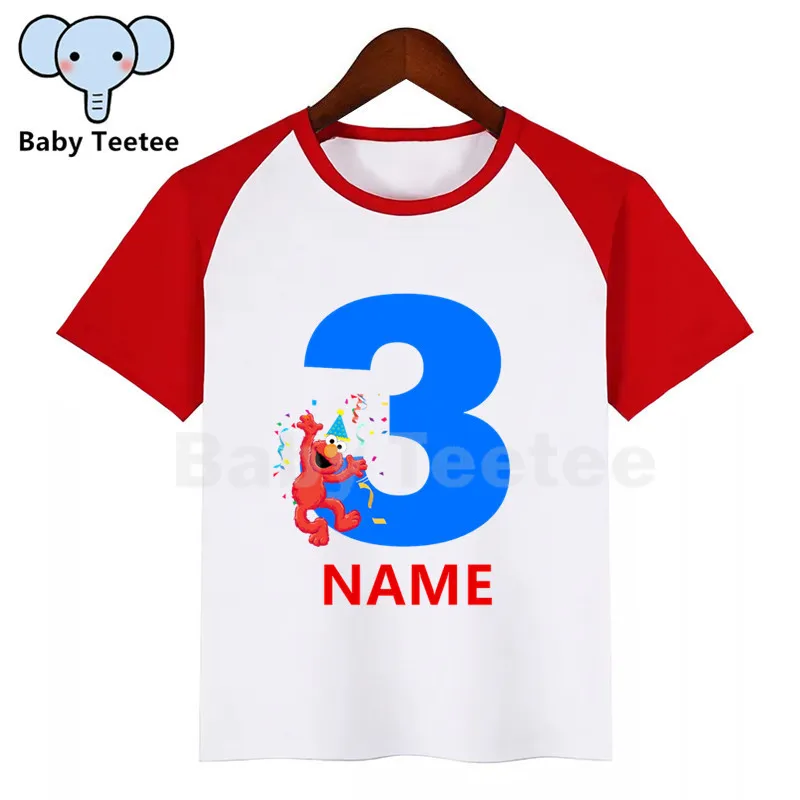 

Children Sesame Street Birthday 1-9 Number T Shirt Kid birthday party Short Sleeve T-shirt Vogue Tshirt Girls Boys Name Top Tees