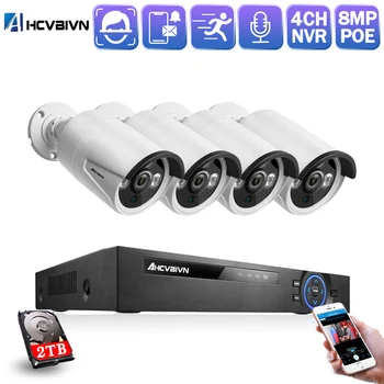 

H.265 4CH 5MP POE NVR Kit CCTV System Face Detection Recognition POE IP Camera IR Outdoor Video Security Surveillance Set