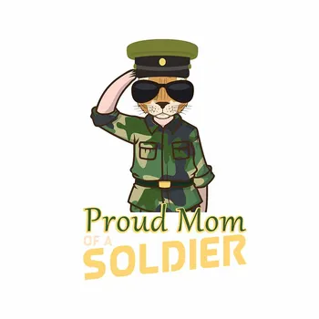 

13cm x 9.2cm For Proud Mom of A Soldier Cat Fine Car Stickers Creative Graphics Decal Vinyl Material Graffiti Decor