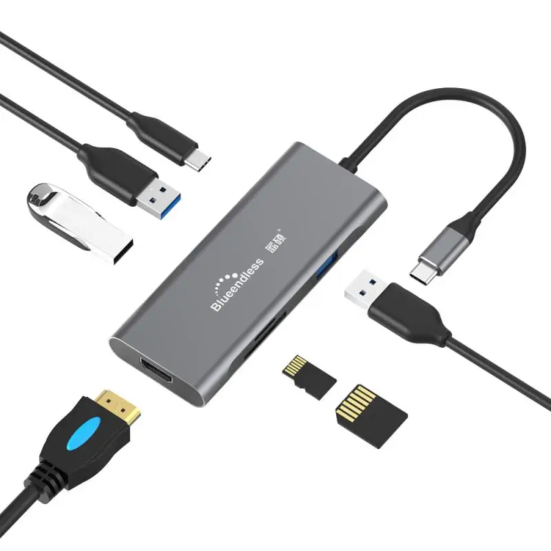 Док станция для ноутбука 5/ 7 / 9 /10 в 1 USB 3 0 HDMI TF|USB-хабы| |