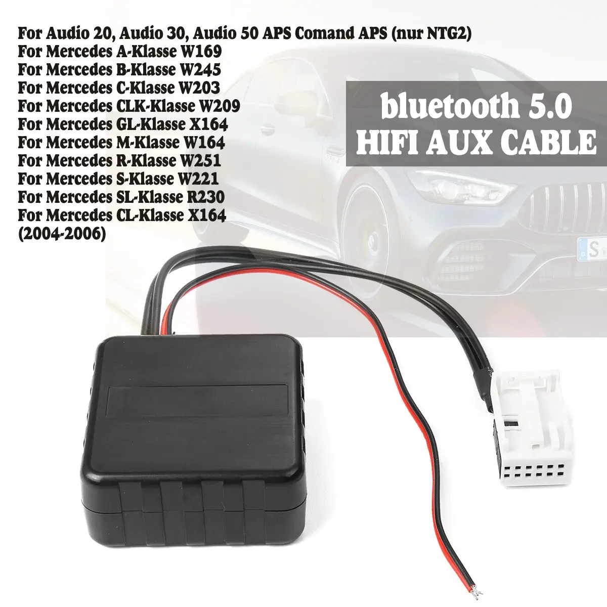 

12V Car bluetooth 5.0 AUX Cable Modele Adapter Audio Stereo Radio Music For Mercedes for Benz Comand APS NTG 30 50