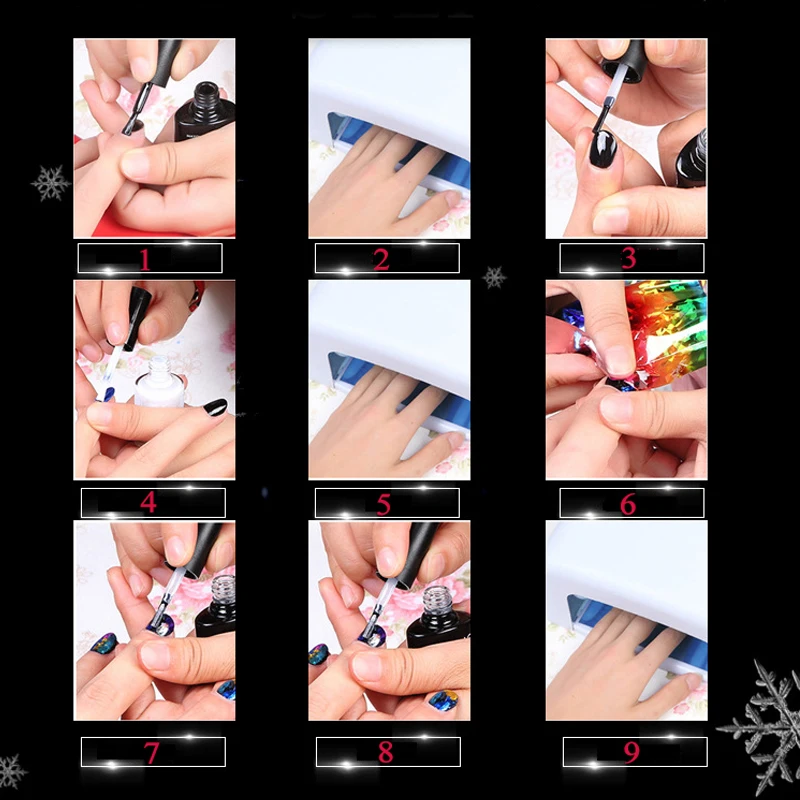 4 шт./упак. Рождественские снежинки Фольга для ногтей голографическая для ногтей наклейки на ногти обертывания 3D лазер для УФ гель лак для ногтей искусство украшения