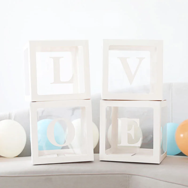 LOVE Baby Shower мальчик девочка прозрачная коробка украшение душевой кабины ребенка крещение рождение вечерние Декор картон детский душ Gif - Цвет: LOVE