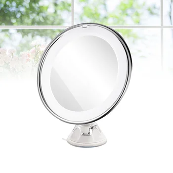 

8 Inch 10X Magnifying LED Tabletop Round Makeup Cosmetic Mirror with Sucker (White)