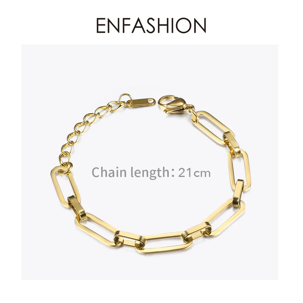 ENFASHION панк звено цепи браслет для мужчин золото цвет нержавеющая сталь Femme браслеты для женщин модные ювелирные изделия браслеты B192056