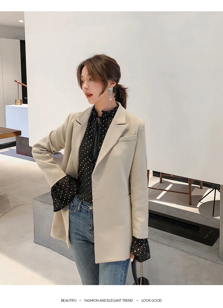 Spring Women Fashion New None Button Office Lady Suit Casual Slim Jacket Coat with belt