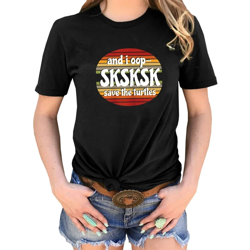 SKSKSK and I oop футболки с буквенным принтом женские повседневные футболки с коротким рукавом и круглым вырезом женские пуловеры Топы