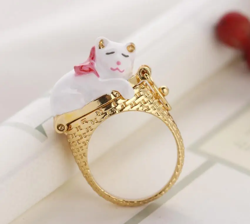 CSxjd эмалированная глазурь изысканное симпатичное кольцо для кошек - Цвет основного камня: Size 6 ring
