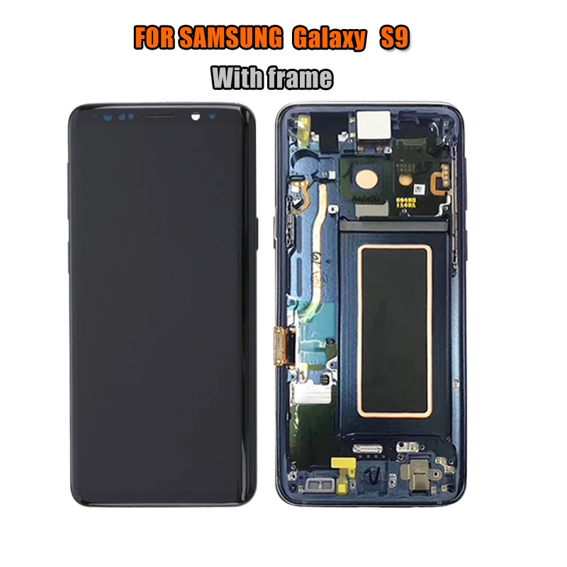 AMOLED для SAMSUNG Galaxy S9 Plus lcd кодирующий преобразователь сенсорного экрана в сборе с рамкой S9+ S9 lcd G960 G965 Замена - Цвет: S9 Blue With Frame