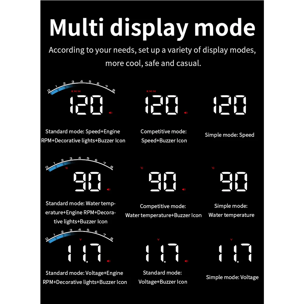 M6S аксессуары 3,5 дюймов температура воды автомобиля OBD2 скорость проектор красочный экран об/мин Система ветер экран данных Head Up дисплей