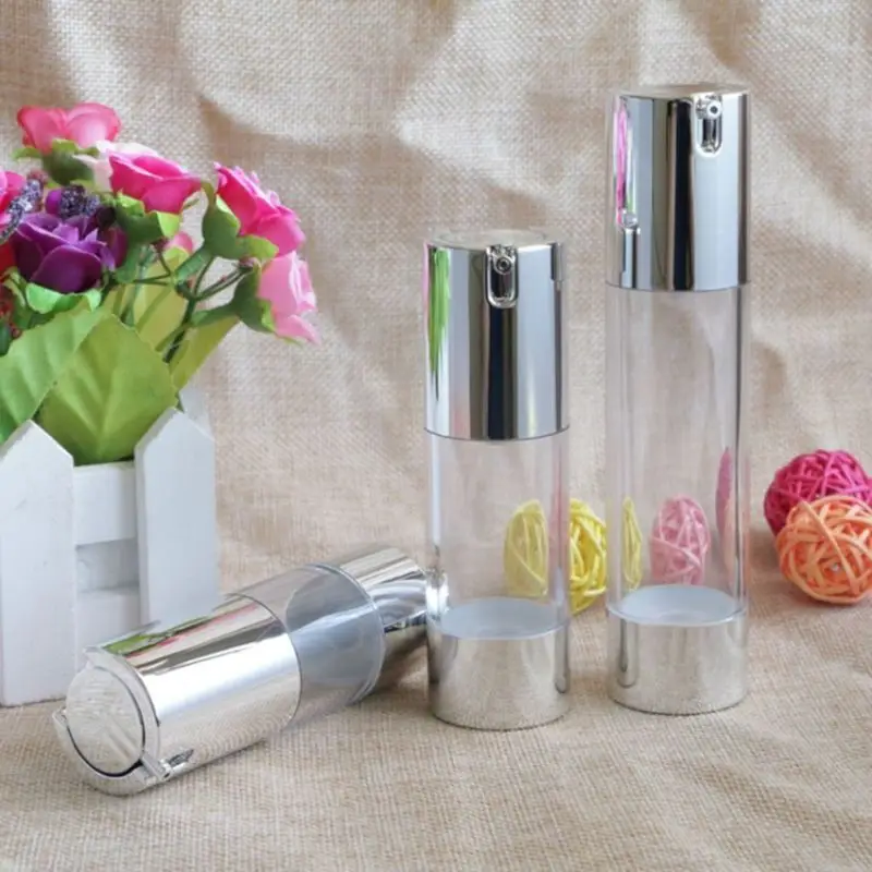 

1PCS 15/30/50ML New Plastic Airless Pump Bottle DIY Lotion Cosmetic Experience Makeup Travel Home Vial Empty Container