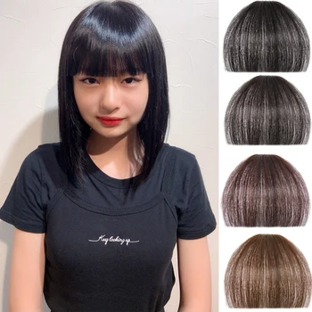 

DIANQI clip in human hair invisible bangs pieces extend for female bangs synthetic air blunt bangs