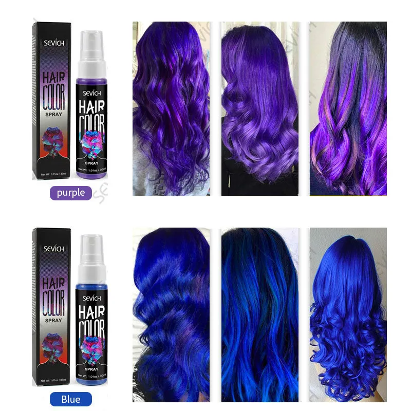 Disposable Hair Quick Spray Lasting Security Waterproof Hair Dye Purple Red White Fashion Instant Hair Color Products