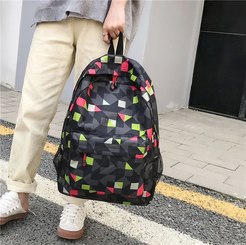 

Backpack Men And Women Fashion Computer Bag Rhombus Joint Geometric Pattern Fashion Backpack School Bag