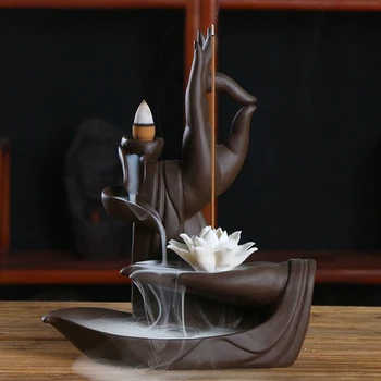 

Zen Ceramic Incense Holder Backflow Incense Burner Smoke Waterfall Censer Cerative Incense Sticks Holder Decoration