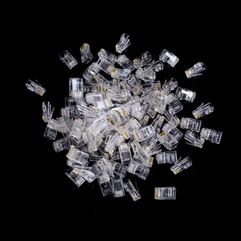 

100 Pcs Internet Network Jack Connectors Plugs Clear RJ45 8P8C Network LAN CAT5E Modular Plug Jack Connectors