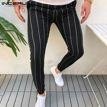 

Fashion Men Striped Pants Streetwear Elastic Waist Joggers Bodybuilding 2020 Casual Sweatpants Slim Trousers Men S-3XL INCERUN
