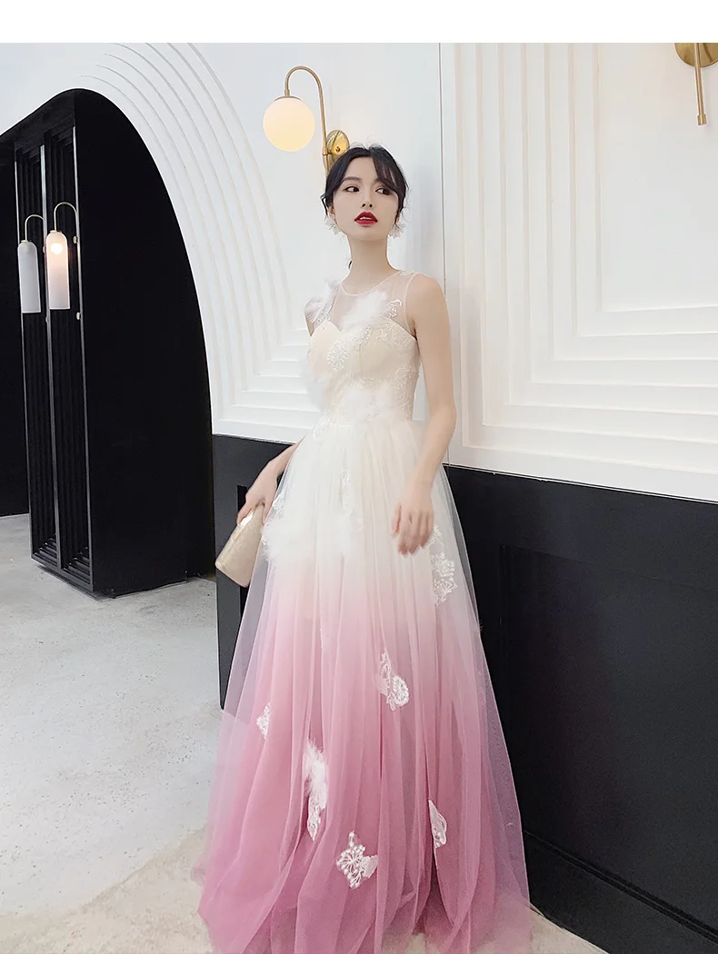 

Elegant Pink Evening Dresses Long 2019 A line Sleeveless Formal Occasion Party Women Prom Dresses New Arrival