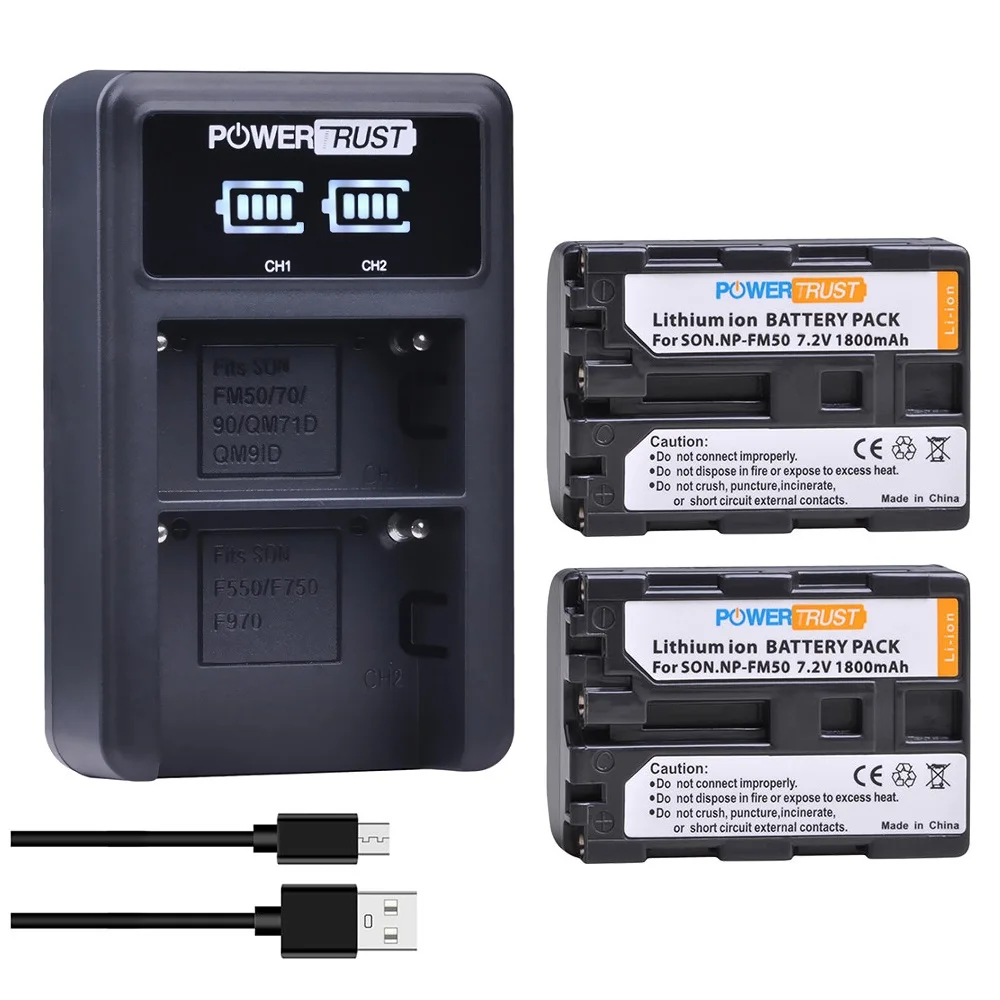 NP-FM50 Batteries and Dual Charger for Sony NP-FM30 NP-FM51 NP-QM50 NP-QM51 NP-FM55H Battery, Sony Camcorder/Camera HDR-HC1 etc