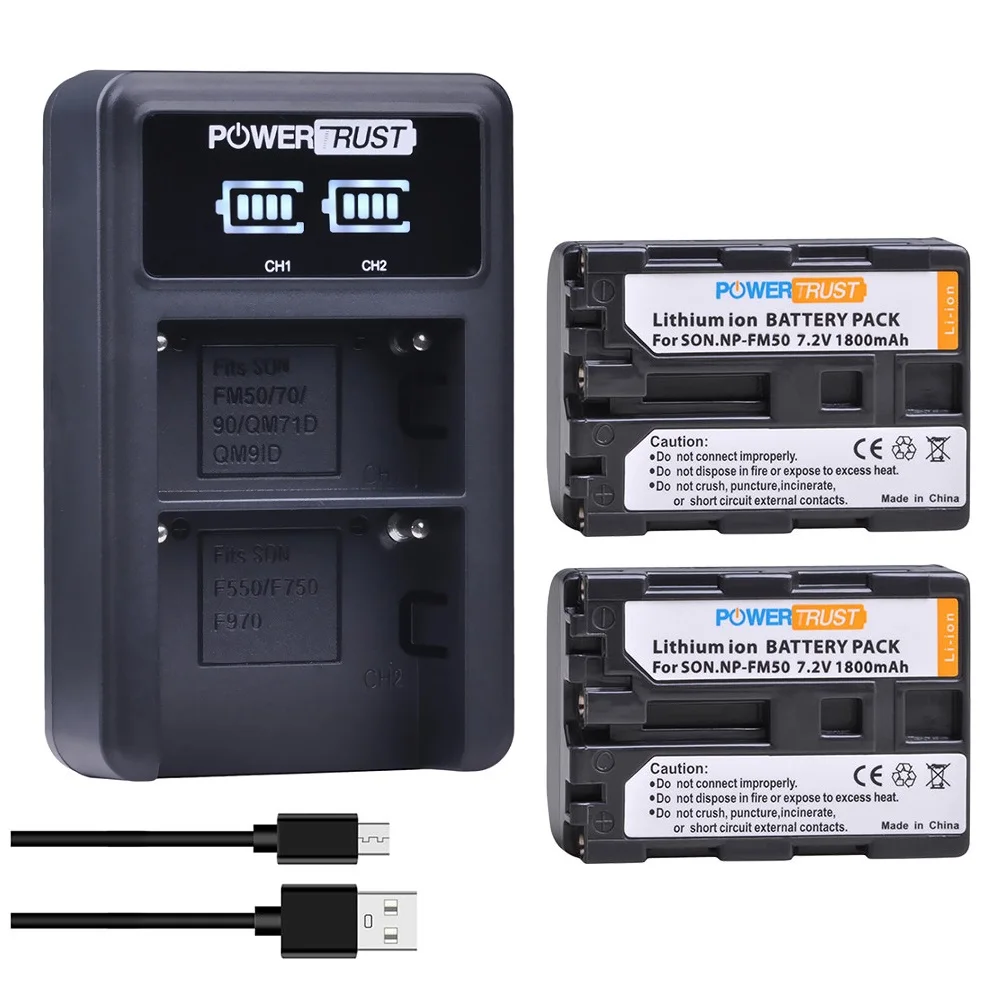 NP-FM50 Batteries and Dual Charger for Sony NP-FM30 NP-FM51 NP-QM50 NP-QM51 NP-FM55H Battery, Sony Camcorder/Camera HDR-HC1 etc 