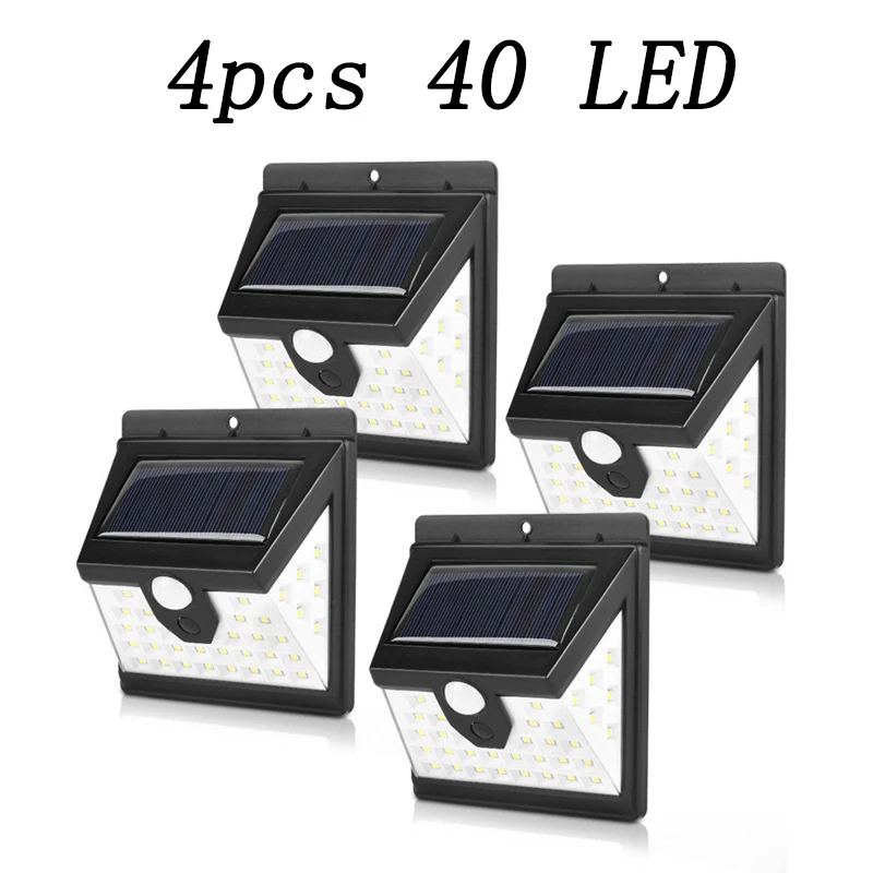 4pcs 40 LED 40 светодиодный солнечный свет уличный Садовый Солнечный светильник PIR датчик движения водонепроницаемый энергосберегающий для стены двора уличные защитные лампы - Испускаемый цвет: 4pcs 40 LED