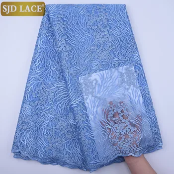 

SJD LACE Sky Blue African French Mesh Lace Fabric High Quality Embroiderey Nigerian Net Lace Fabric For Wedding Party Sew 1840B