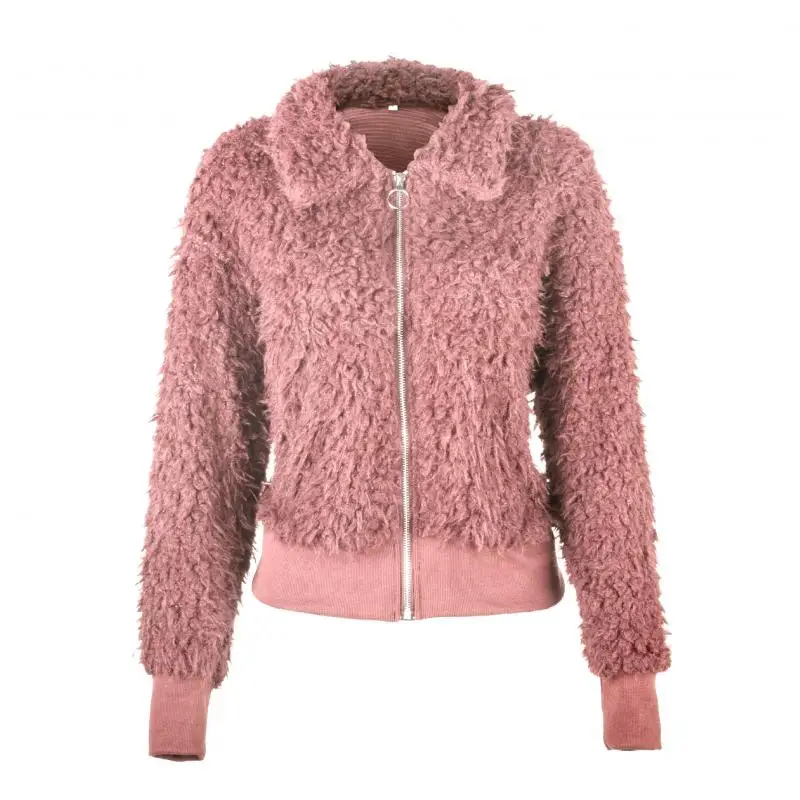 Зима, пальто для женщин, S-3XL, короткая куртка из искусственного меха, Женское пальто из искусственного меха на молнии, плюшевые пальто для девушек, плюшевое пальто, теплое, 1AKAK24