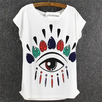 

Women eye printed Bat sleeve t shirt women cotton fashion tees tops