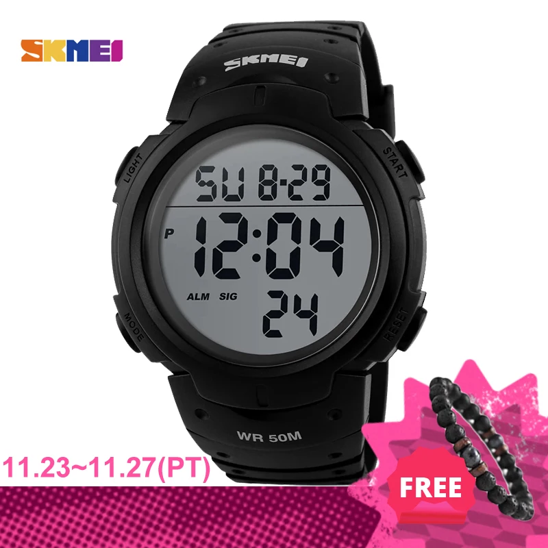 

SKMEI 1068 Fashion Outdoor Sport Watch Men Big Dial Led Digital 5Bar Waterproof Wristwatch reloj hombre Luxury Brand Man Watches