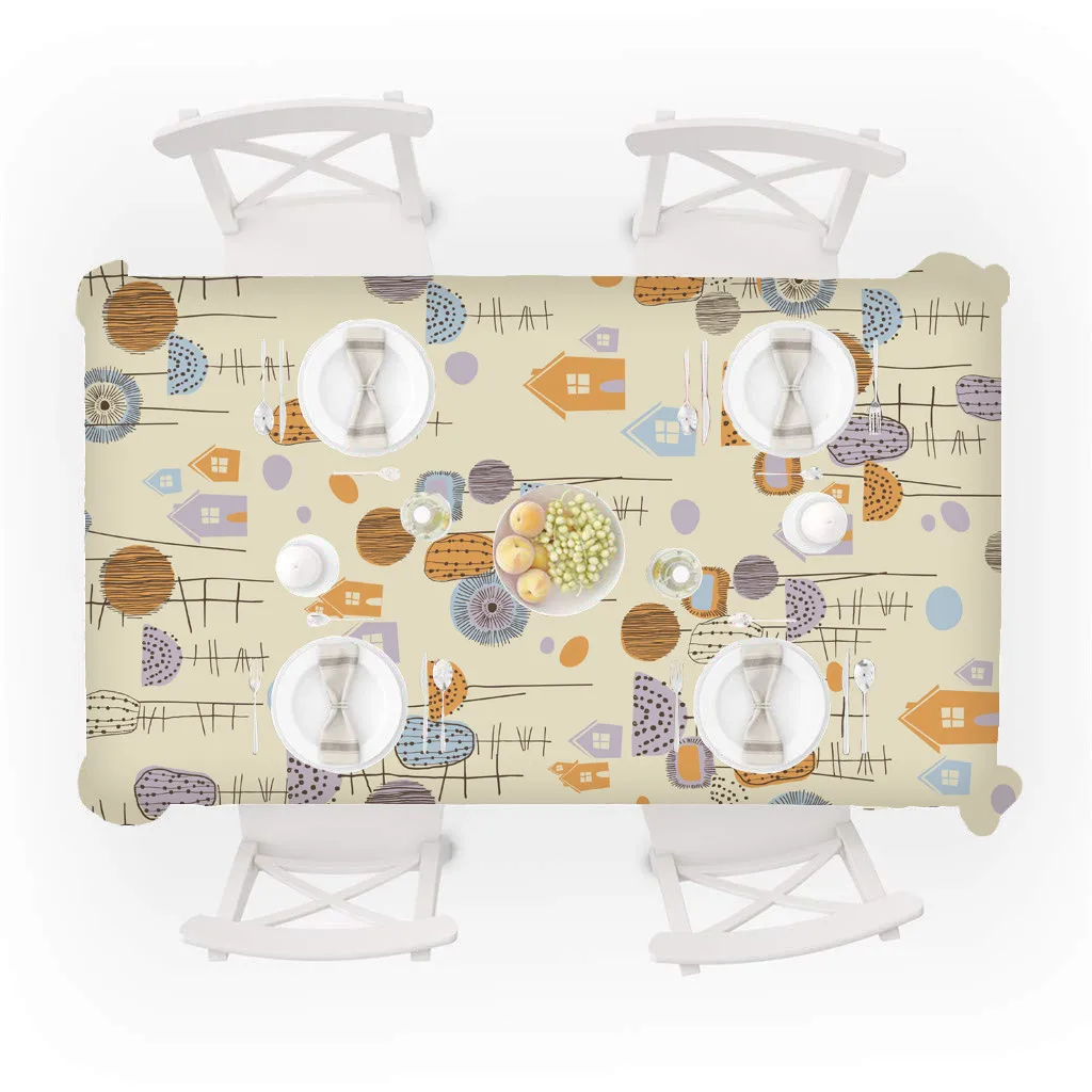 Tablecloth cartoon flowers prints Table Cloth Waterproof &amp Oil Proof Kitchen Decorative Cover tapete obrus 2020 drop ship | Дом и сад