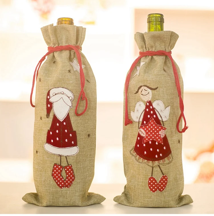 QIFU Санта-Клаус Снеговик Рождественская бутылка вина обложка Счастливого Рождества декор для искусственный цветы декор стола год