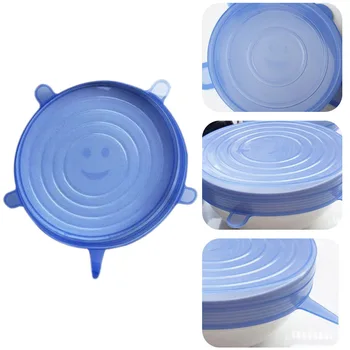 

6pcs Reusable Food Packaging Cover Silicon Food Fresh-Keep Sealing Cap Vacuum Stretch Silicone Lids Kitchen Silicone Covers