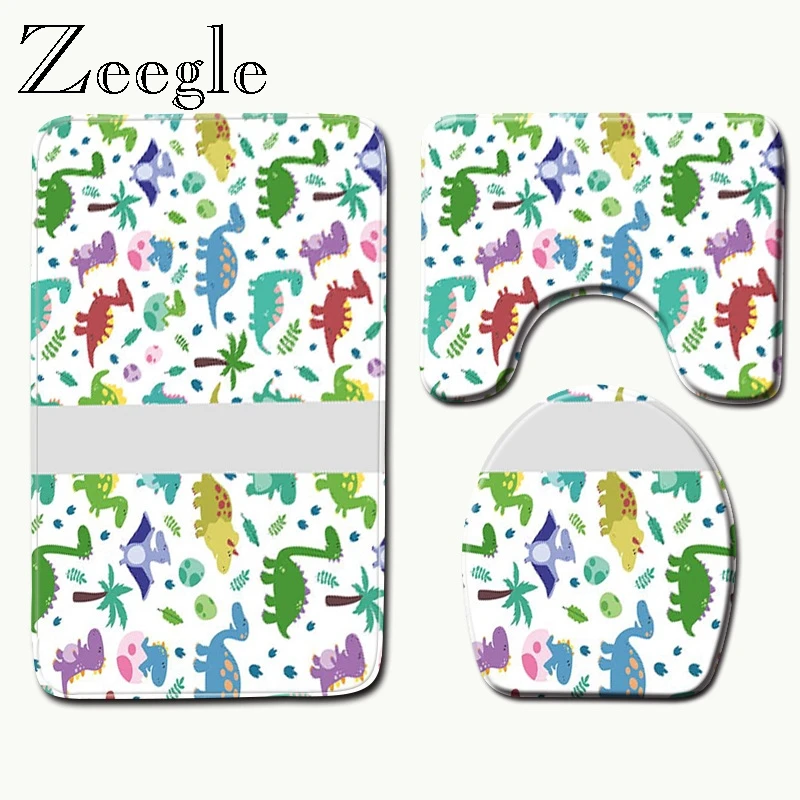 Zeegle, мультяшный коврик для ванной, набор, микрофибра, пьедестал, ковер, крышка для унитаза, для ванной комнаты, коврик для входной двери, впитывающий коврик для ног, ковер