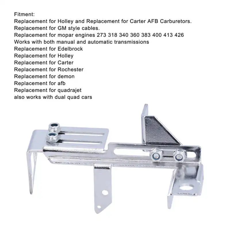 Chrome Throttle Cable Kickdown Bracket Fit for Chevy SBC BBC Holley Mopar Engines 273 318 340 360 383 400 413 426 Throttle Cable Bracket